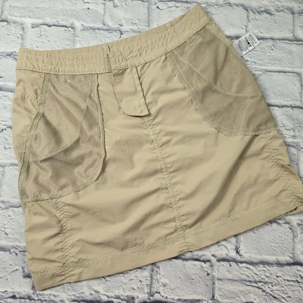 Eddie Bauer Travex Khaki Lightweight Nylon Outdoor Skirt Pockets Hiking size 4